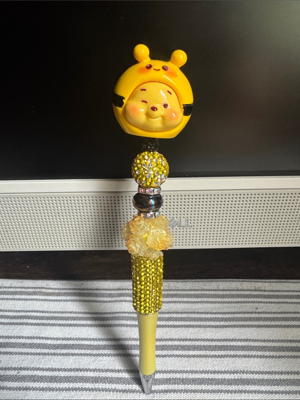 Yellow Decorative Kids Pen with Cartoon Bear Top